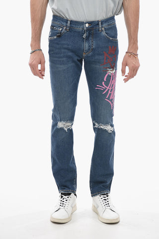 Jeans Slim Fit GRAFFITI con Stampe 16cm