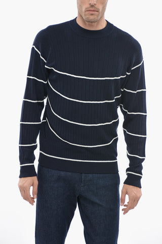 Dropped Shoulder Sweater with Striped Pattern