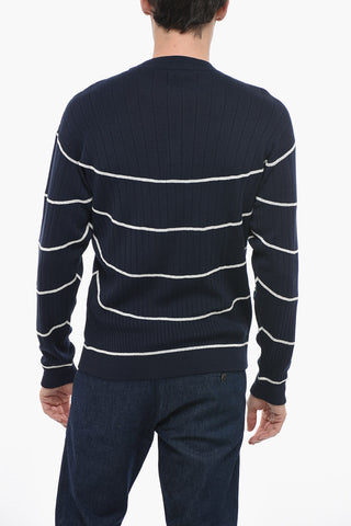 Dropped Shoulder Sweater with Striped Pattern