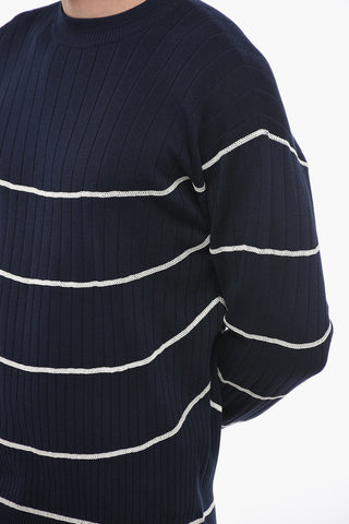 Dropped Shoulder Sweater with Striped Pattern