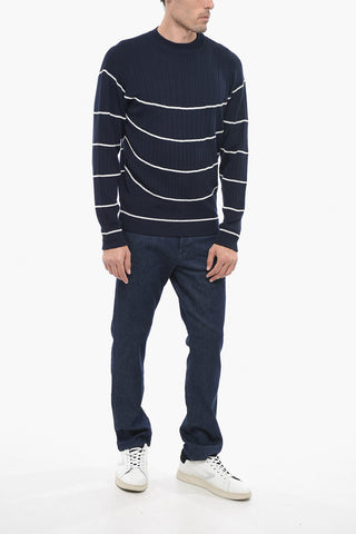 Dropped Shoulder Sweater with Striped Pattern