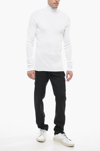 Turtleneck Ribbed Cotton Sweater