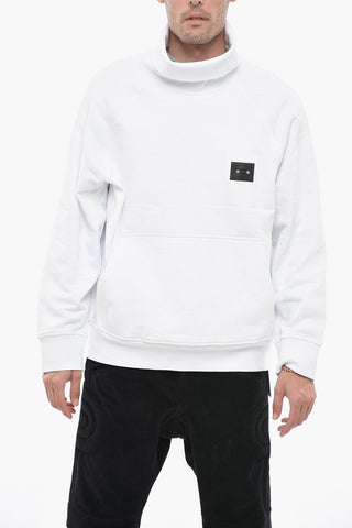 Turtleneck Fleece-cotton Sweatshirt with Piercing Detail