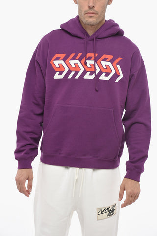 Felpa Hoodie in Cotone con Stampa Monogram