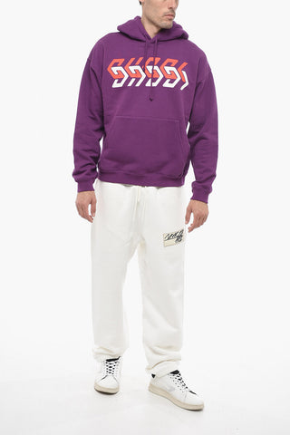 Felpa Hoodie in Cotone con Stampa Monogram