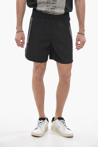 BLACK Contrasting side Band Solid Color Shorts