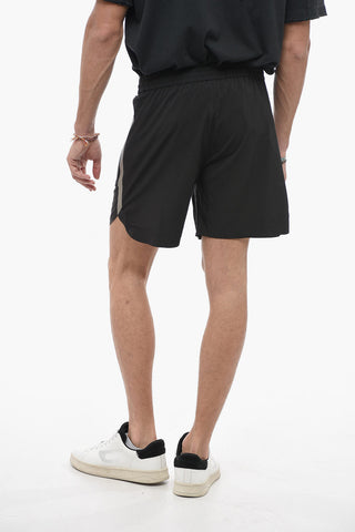 BLACK Contrasting side Band Solid Color Shorts
