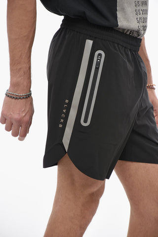 BLACK Contrasting side Band Solid Color Shorts