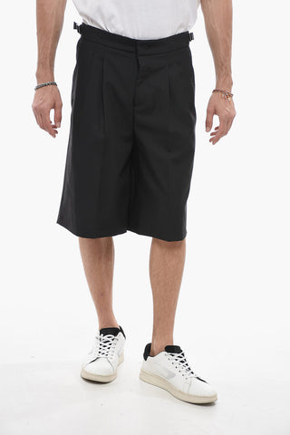 Double-Pleat Virgin Wool and Mohair Shorts
