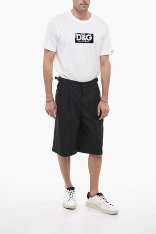 Double-Pleat Virgin Wool and Mohair Shorts