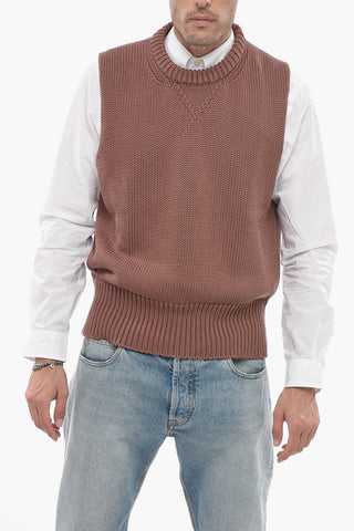 Gilet in Maglia con Finiture a Coste