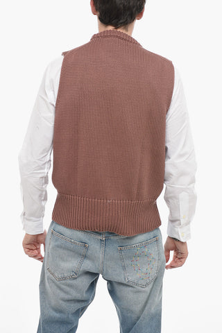 Gilet in Maglia con Finiture a Coste