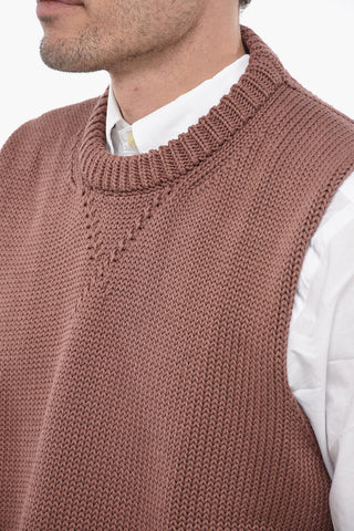 Gilet in Maglia con Finiture a Coste