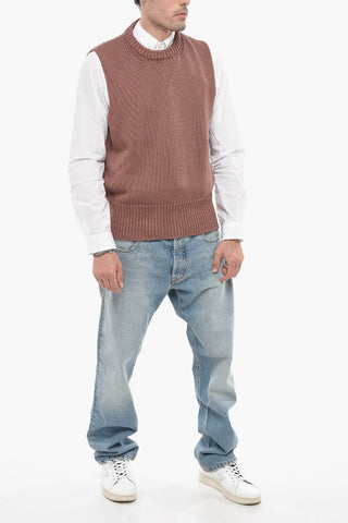 Gilet in Maglia con Finiture a Coste