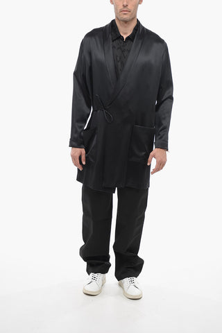 Silk Long Blazer with Shawl Lapel