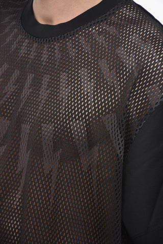 Perforated FAIRISLE THUNDERBOLT Crew-neck T-Shirt