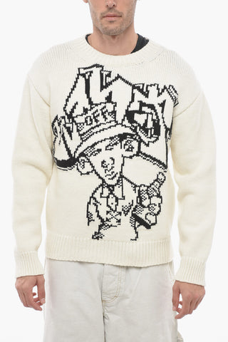 Wool Blend GRAFFITI Sweater with Embroidery