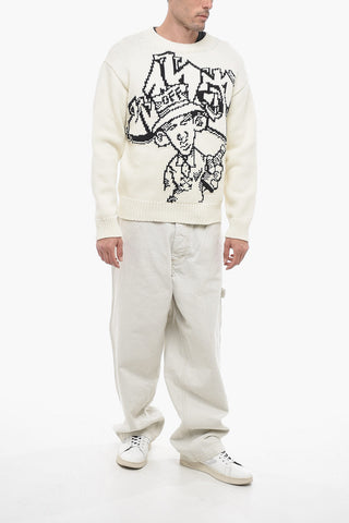 Wool Blend GRAFFITI Sweater with Embroidery
