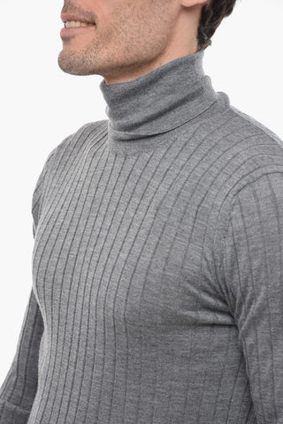 Turtleneck Ribbed Pure Cashmere Sweater