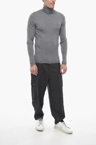 Turtleneck Ribbed Pure Cashmere Sweater