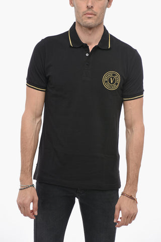 COUTURE Piquet Cotton Polo with Lurex Logo