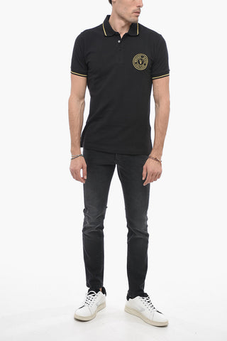 COUTURE Piquet Cotton Polo with Lurex Logo