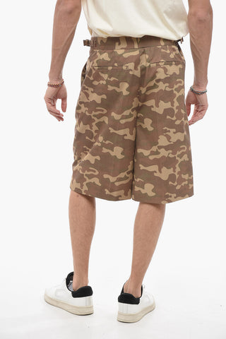 Double-Pleat Camouflage Shorts