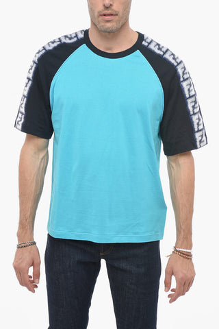 T-Shirt Girocollo in Cotone con Bande Logate