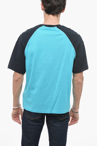 T-Shirt Girocollo in Cotone con Bande Logate