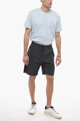Shorts in Cotone Stretch con Elastico in Vita