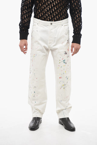 Cotton Cargo Pants with Paint Print