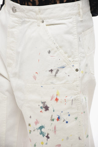 Cotton Cargo Pants with Paint Print