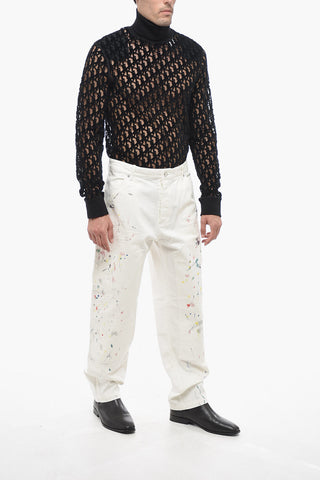 Cotton Cargo Pants with Paint Print