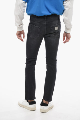 Jeans Slim Fit in Cotone Stretch con Passanti 16cm