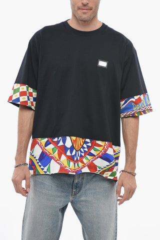 CARRETTO Printed T-shirt with Metal Logo Plaque