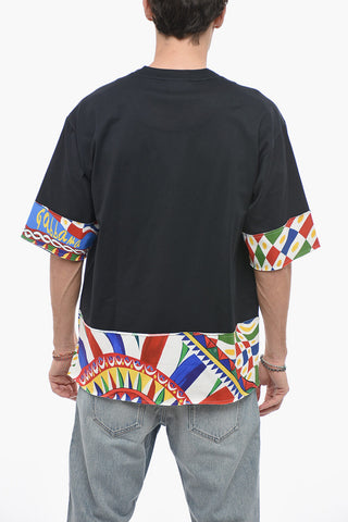 CARRETTO Printed T-shirt with Metal Logo Plaque