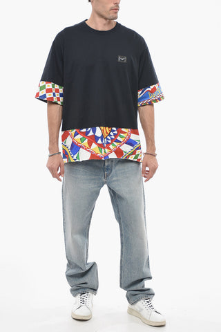CARRETTO Printed T-shirt with Metal Logo Plaque