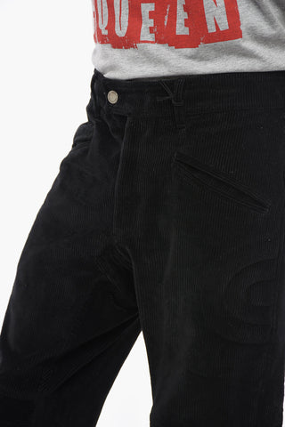 Corduroy Biker Pants with Ankle Zip