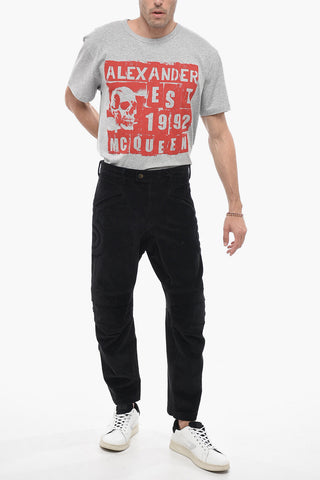 Corduroy Biker Pants with Ankle Zip