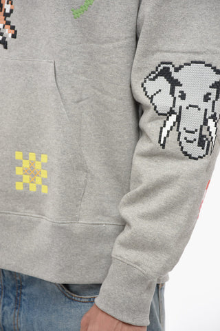 Overszied KENZO PIXEL Sweatshirt with Multicolored Embroidery