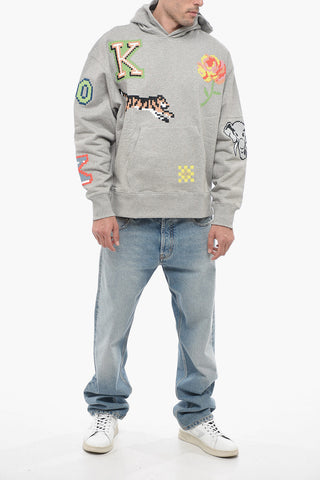 Overszied KENZO PIXEL Sweatshirt with Multicolored Embroidery
