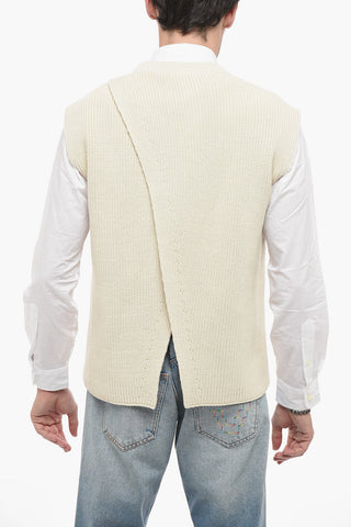 Gilet in Maglia con Finiture a Coste