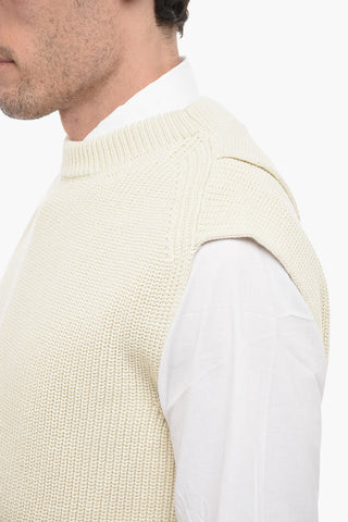 Gilet in Maglia con Finiture a Coste