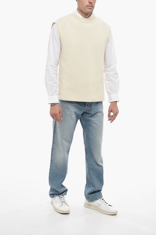 Gilet in Maglia con Finiture a Coste