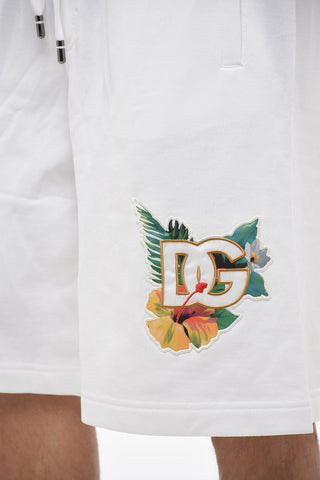 Shorts in Jersey di Cotone con Logo in Applicazione