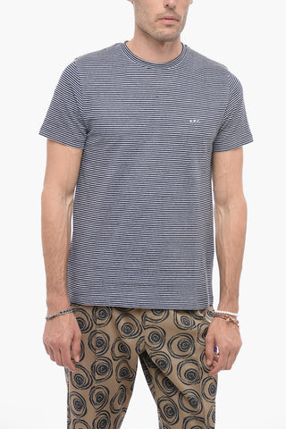 Striped Linen Blend GUILLERMO Crew-neck T-Shirt
