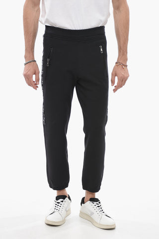 Skinny Fit Joggers with Side Thunderbolts Print