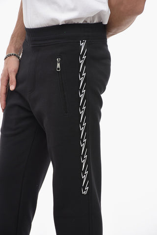Skinny Fit Joggers with Side Thunderbolts Print