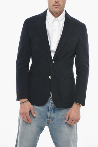 Cotton Half-lined Blazer with Welt Pockets