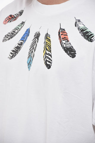 T-shirt COLLAR FEATHERS Oversized con Stampa Multicolor